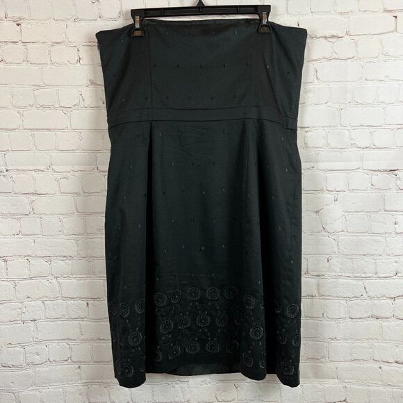 ANN TAYLOR PETITES black embroidered boned corset cotton blend dress size 16P - Picture 3 of 7